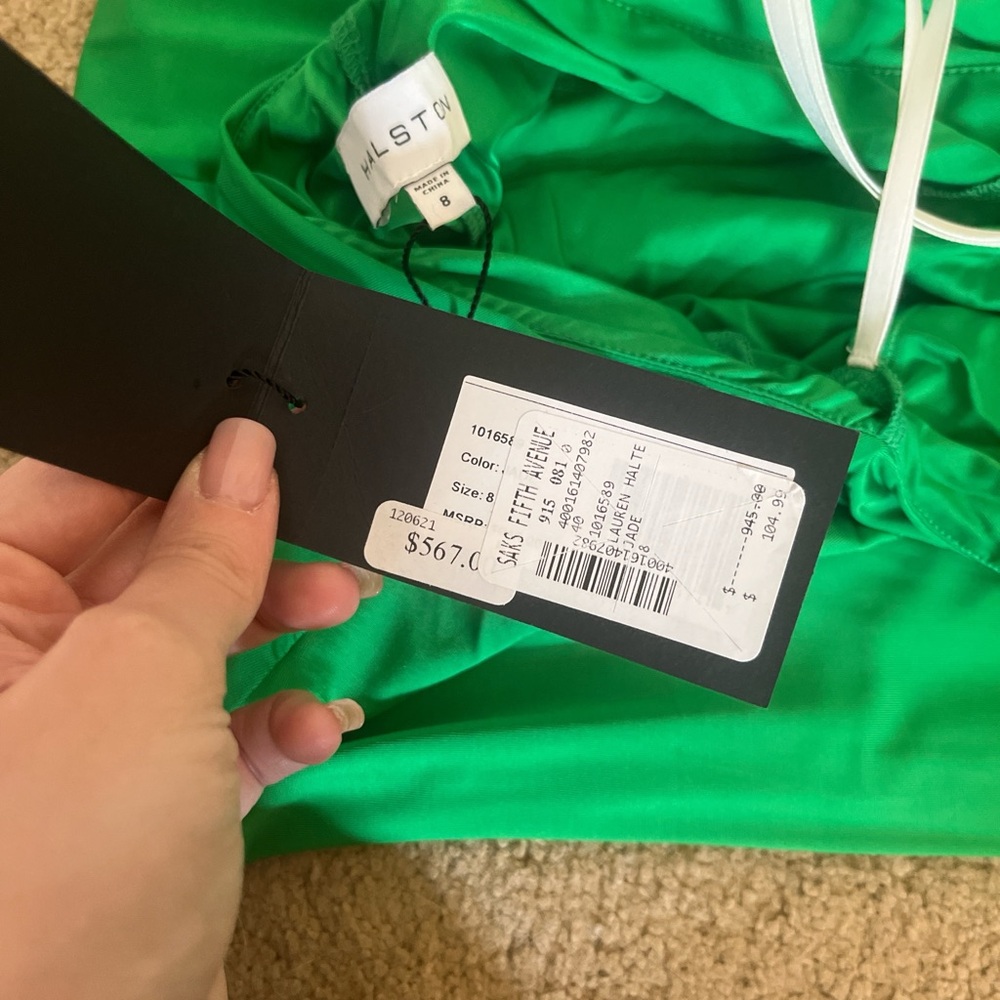 Halston Heritage Vibrant Green Halter Maxi Dress - Picture 6 of 7